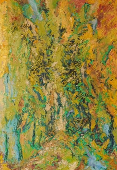 Painting titled "Allee" by Mirsada Masal, Original Artwork, Oil Mounted on Wood Stretcher frame