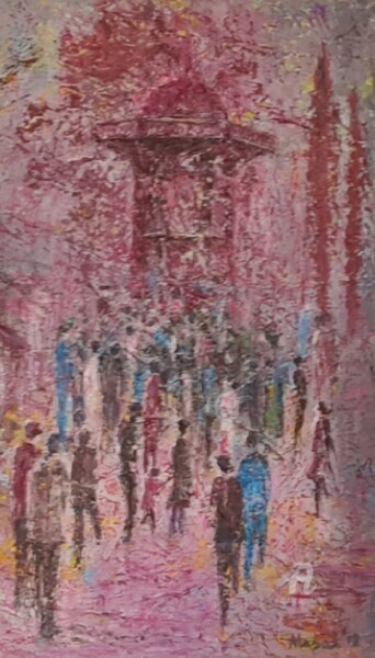 Painting titled "Sarajevo" by Mirsada Masal, Original Artwork, Oil Mounted on Wood Stretcher frame