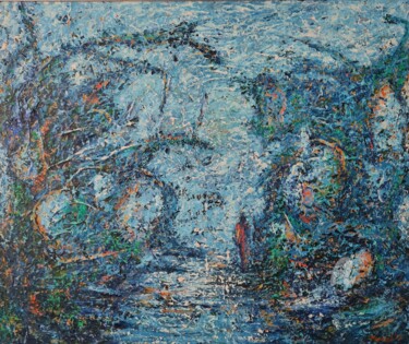 Painting titled "Improvisation II" by Mirsada Masal, Original Artwork, Oil Mounted on Wood Panel