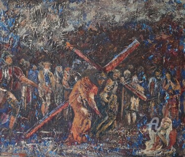 Картина под названием "Kreuzweg" - Mirsada Masal, Подлинное произведение искусства, Масло Установлен на Деревянная рама для…