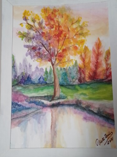 Pintura titulada "Alegre otoño" por Mirta Bari, Obra de arte original, Acuarela