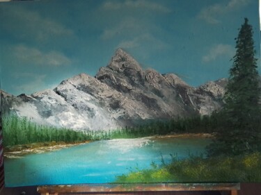 Pintura titulada "Montañas nevadas" por Mirta Bari, Obra de arte original, Oleo Montado en Otro panel rígido