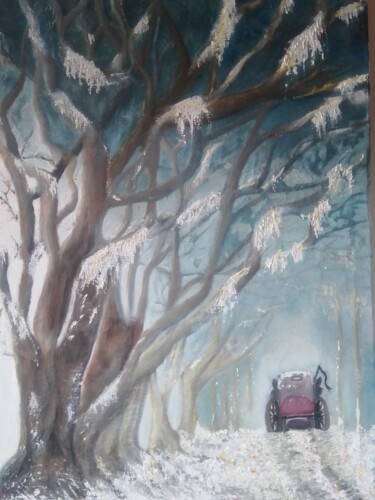 Painting titled "Paseo en coche" by Mirta Bari, Original Artwork, Oil