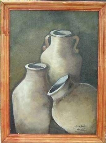 Pintura titulada "Vasijas" por Mirta Bari, Obra de arte original, Oleo