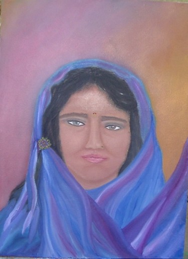 Painting titled "mujer-indu.jpg" by Mirta Bari, Original Artwork, Oil