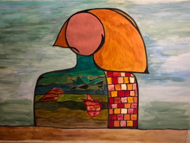 Painting titled "SUN/SEA" by Mirta Fernandes, Original Artwork, Acrylic