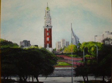 Painting titled "Mirando La Torre" by Mirta Leschi, Original Artwork, Oil