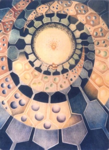 Dibujo titulada "Espiral Cósmico" por Mirta Cidra, Obra de arte original