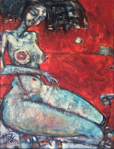 Картина под названием "Tajemna medytacja" - Mirzak, Подлинное произведение искусства, Акрил
