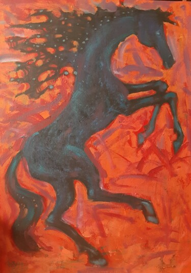 Painting titled "Mustang I. Ekstaza" by Mirzak, Original Artwork, Acrylic
