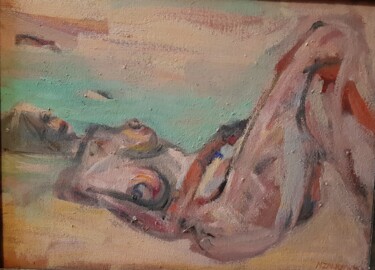 Pintura intitulada "Akt. Kobieta na pla…" por Mirzak, Obras de arte originais, Óleo