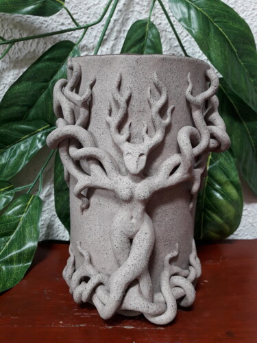 Sculpture titled "Forest spirit flowe…" by Miša Cajnko, Original Artwork, Clay