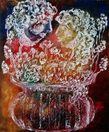 Painting titled "A Story of Two Flow…" by Misako Chida, Original Artwork, Oil