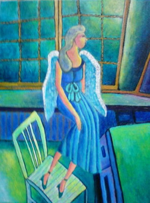 Painting titled "An Angel by the Win…" by Misako Chida, Original Artwork