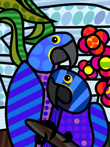 Digital Arts titled "Parrots" by Misaku, Original Artwork, 2D Digital Work