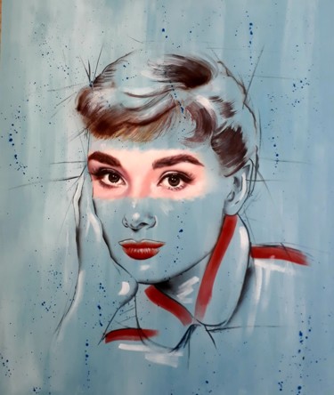 Pintura intitulada "Audrey" por Simona Zecca, Obras de arte originais, Acrílico Montado em Armação em madeira