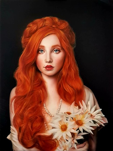 Painting titled "Lilith" by Simona Zecca, Original Artwork, Oil Mounted on Wood Stretcher frame