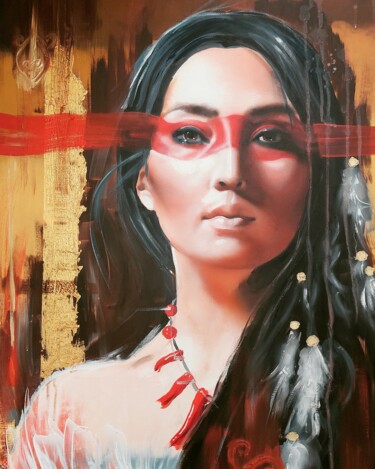 Painting titled "Red Spirit" by Simona Zecca, Original Artwork, Oil