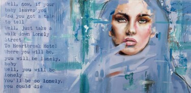 Картина под названием "Heartbreak Hotel -…" - Simona Zecca, Подлинное произведение искусства, Масло Установлен на Деревянная…