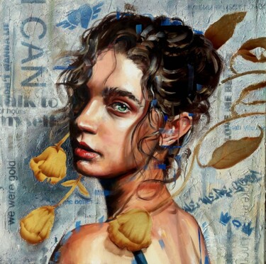 Blooming from the concrete 1 Pittura intitolato "Blooming from the c…" da Simona Zecca, Opera d'arte originale, Olio Montato su Telaio per barella in leg…