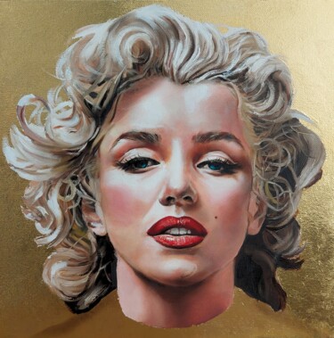 Painting titled "Norma Jeane" by Simona Zecca, Original Artwork, Oil Mounted on Wood Stretcher frame