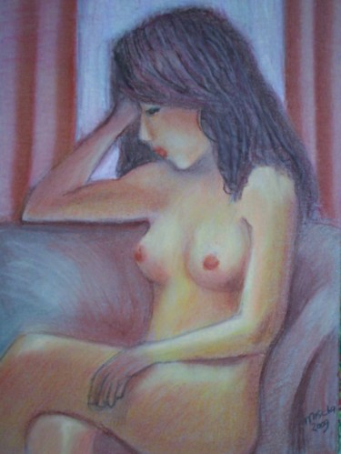 Tekening getiteld "Nude woman by window" door Mischa, Origineel Kunstwerk, Anders