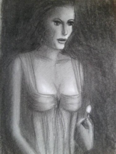 Schilderij getiteld "candlelight woman" door Mischa, Origineel Kunstwerk, Olie