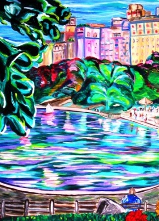 Painting titled "central park boat b…" by Mark Salevitz, Original Artwork, Oil