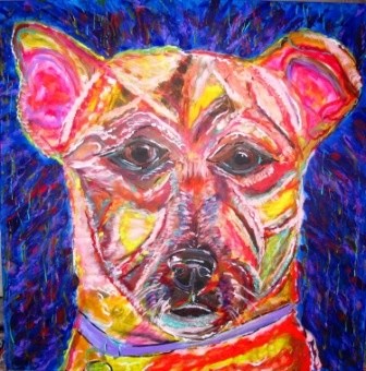 Peinture intitulée "Kiddo, rescued puppy" par Mark Salevitz, Œuvre d'art originale, Huile