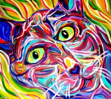 Painting titled "Thor, rescue cat, c…" by Mark Salevitz, Original Artwork, Oil