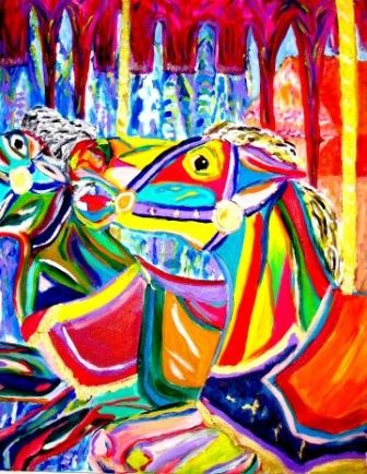 Painting titled "carousel" by Mark Salevitz, Original Artwork, Oil