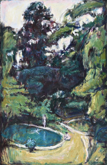 Картина под названием "Big pool" - Misha Sydorenko, Подлинное произведение искусства, Масло Установлен на Деревянная рама дл…
