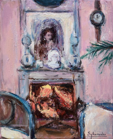 Painting titled "The hearth" by Misha Sydorenko, Original Artwork, Oil Mounted on Wood Stretcher frame