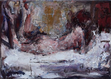 Painting titled "Nu" by Misha Sydorenko, Original Artwork, Oil Mounted on Wood Stretcher frame