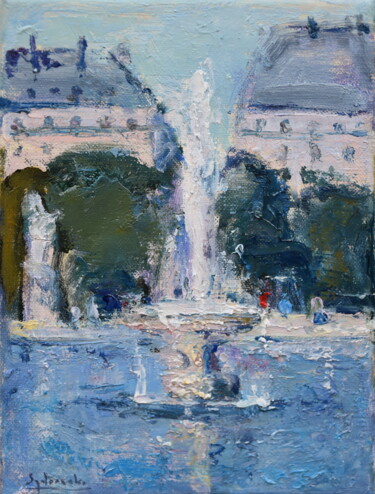 Peinture intitulée "Tuilerie Fontaine" par Misha Sydorenko, Œuvre d'art originale, Huile Monté sur Châssis en bois