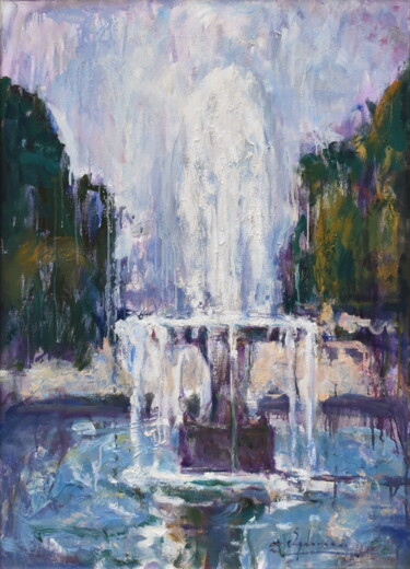 Painting titled "La fontaine des Tui…" by Misha Sydorenko, Original Artwork, Oil Mounted on Wood Stretcher frame