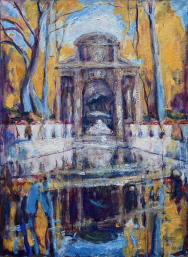 Painting titled "Autumn in Paris. Fo…" by Misha Sydorenko, Original Artwork, Oil Mounted on Wood Stretcher frame