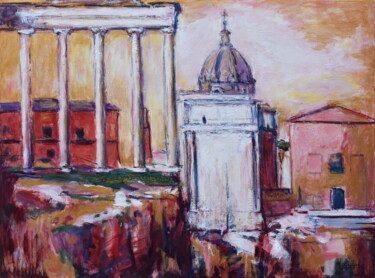 Painting titled "Forum. Rome" by Misha Sydorenko, Original Artwork, Oil Mounted on Wood Stretcher frame