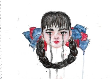 Картина под названием "That girl" - Misha Viktorova, Подлинное произведение искусства, Акварель
