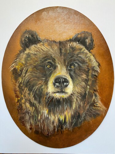 Schilderij getiteld "Mr Bear" door Mishanina_art, Origineel Kunstwerk, Olie