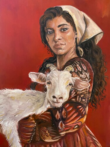 Painting titled "Spanish woman with…" by Mishanina Julia, Original Artwork, Oil