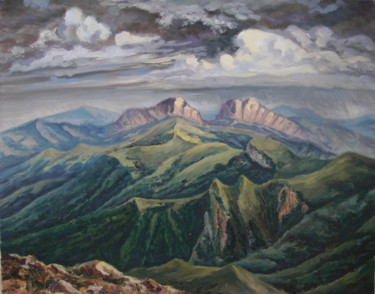 Painting titled "Вид с горы Тхач. Ад…" by Dmitry Lazarev, Original Artwork, Oil