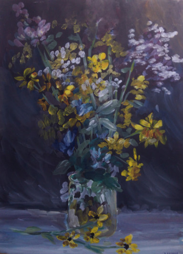 Painting titled "Полевые цветы" by Dmitry Lazarev, Original Artwork, Gouache