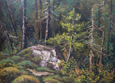 Painting titled "Bear`s Stone. Медве…" by Dmitry Lazarev, Original Artwork, Oil