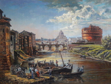 Painting titled "Рим. Замок Святого…" by Dmitry Lazarev, Original Artwork, Oil