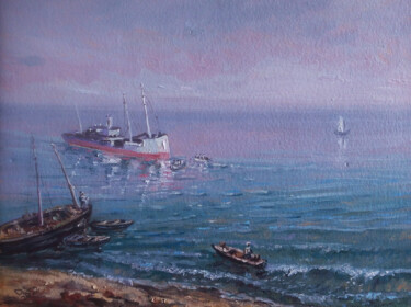 Painting titled "Штиль на море." by Dmitry Lazarev, Original Artwork, Oil