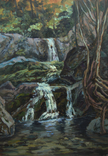 Картина под названием "Водопад Шантара. Ки…" - Dmitry Lazarev, Подлинное произведение искусства, Масло
