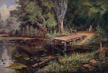 Pintura titulada ""Заросший пруд". Th…" por Dmitry Lazarev, Obra de arte original, Oleo