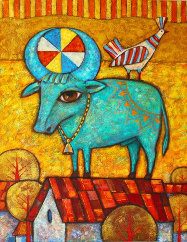 Painting titled "Taurus" by Nataliya Mishina, Original Artwork, Acrylic