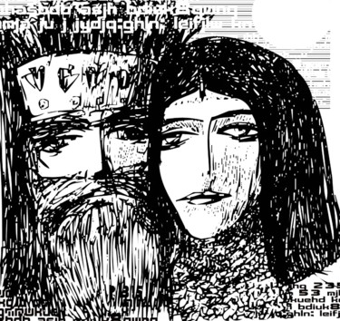 Tekening getiteld "The King and the Qu…" door Oleg Bekhterev, Origineel Kunstwerk, Digitale afdruk
